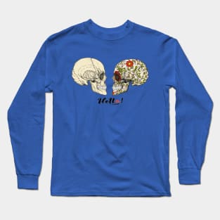 Human Skulls with hello slogan Long Sleeve T-Shirt